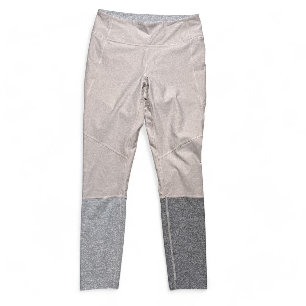 Outdoor Voices 7/8 Dipped Warmup Leggings Tan Cream Gray Color Block Medium